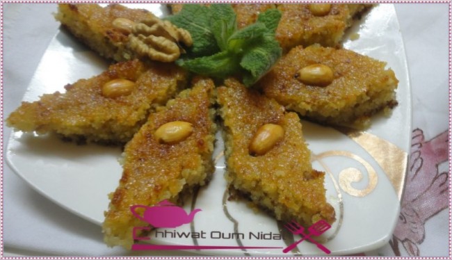 chhiwate, creme, besboussa, cuisine marocaine, cuisine oum nidal, cuisineoumnidal, gateau, om nidal, oum nidal, cake, recette, sucree, أطباق حلوة, أم نضال, ام نضال, حلوى, حلويات, شهيوات, شهيوات مغربية, البسبوسة, الحرشة, كيك, محليات, مطبخ أم نضال