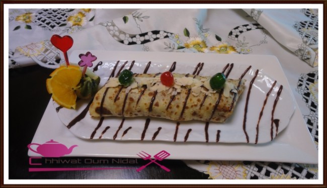 cake, crepe roulee chocolat poire, crepe chocolat, chhiwate, chocolat, cuisine marocaine, cuisine oum nidal, cuisineoumnidal, facile, crepe, gateau, om nidal, recette, recette facile, sucree, أطباق حلوة, أم نضال, ام نضال, حلويات, شهيوات, شهيوات مغربية, كريب رولي بالشوكولا و الاجاص,كريب, فطائر حلوة, رغيفات حلوة, مطبخ أم نضال, ملفوف الكريب بالوز و الشوكولا, وصفات, وصفة, وصفة سهلة, 