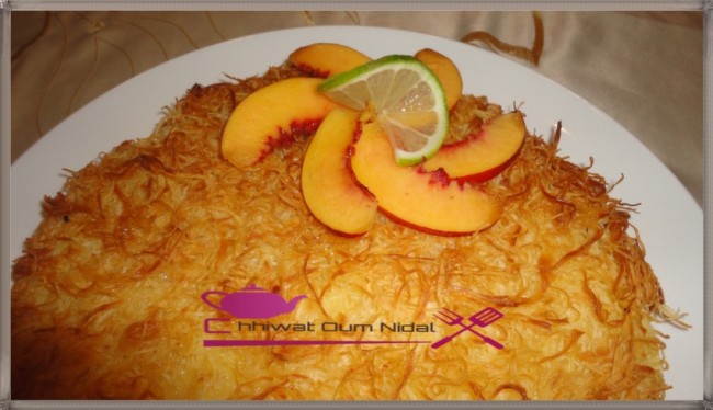 konafa, chhiwate, creme, sirop, crème citron, pgats oriental, cuisine marocaine, cuisine oum nidal, cuisineoumnidal, konafa crème citron et fromage, gateau, om nidal, cake,  tarte, recette, sucree, plats sucrée, أطباق حلوة, أم نضال, ام نضال, حلوى, حلويات, شهيوات, شهيوات مغربية, الكنافة, الكنافبة بكريم الحامض و الجبن, كيك, أطباق شرقية, أطباق سورية, كريم الليمون, القطر, كريم الحامض, كريما, كريمة, الكنافة, محليات, كريم الجبن, مطبخ أم نضال