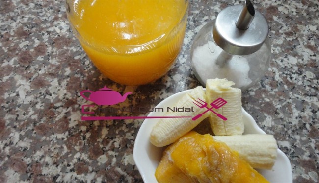 jus de banane et mangue, chhiwate, cuisine, cuisine marocaine, cuisine oum nidal, cuisineoumnidal, dessert, facile, jus d'orange, recette ramadan, oum nidal, recette, sucree, أطباق حلوة, أم نضال, ام نضال, عصير الموز و المانك, سهلة, شهيوات, شهيوات مغربية, حلويات, عصير البرتقال,عصير الليمون, محلى الفواكه, فواكه, محليات, شهيوات رمضان, وصفات رمضان, مطبخ أم نضال, وصفات, وصفة