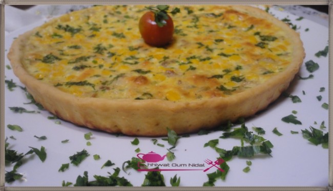 chhiwate, cuisine marocaine, cuisine oum nidal, om nidal, quiche au thon et mozarella, recette facile, recette rapide, salée, tarte salée, أم نضال, شهيوات مغربية, كيش بالطون و الموزاريلا, كيش سهل, وصفات سريعة, وصفات سهلة