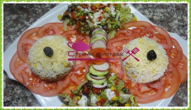 الروز, الطون, الخس, سلطة, وصفة, شهيوات مغربية, أم نضال, oum nidal, cuisine, salade, riz, thon, chhiwate