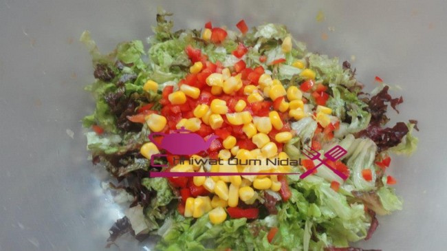 الروز, الطون, الخس, سلطة, وصفة, شهيوات مغربية, أم نضال, oum nidal, cuisine, salade, riz, thon, chhiwate