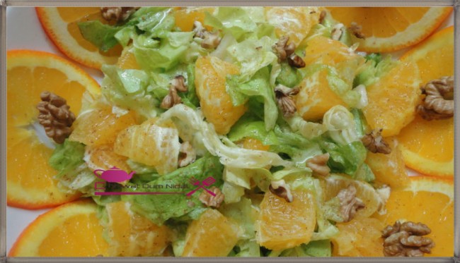 سلطة, خس, ليمون, كركاع, جوز, شهيوات مغربية, وصفة, أم نضال, salade, recette, oum nidal, noix, orange, recette, cuisine