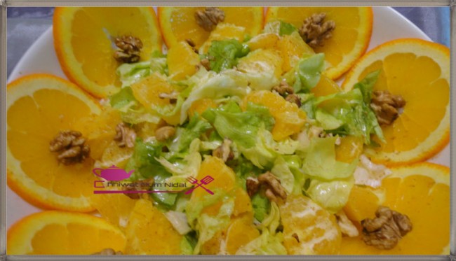 سلطة, خس, ليمون, كركاع, جوز, شهيوات مغربية, وصفة, أم نضال, salade, recette, oum nidal, noix, orange, recette, cuisine