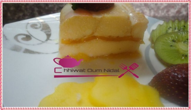 flan biscuit, flan mangue, dessert, chhiwate, cuisine oum nidal, cuisine marocaine, boudoires, fruits, recette, sucrée, sucree, شهيوات مغربية, أم نضال, فلان بالبيسكوي, فلان بالمانك, فواكه, ديسير, وصفة, سهلة, طارت: حلويات, محليات, أطباق حلوة