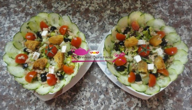 salade, concombre, tomate cerise, chhiwate, cuisine oum nidal, cuisine marocaine, recette, salade variée, om nidal, شهيوات مغربة, أم نضال, وصفات, سلطات متنوعة, خيار, خس, طماطم صغيرة, وصفات سهلة,  