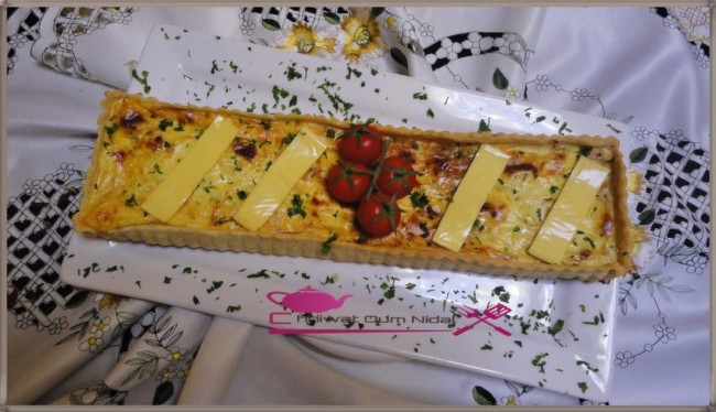 quiche oignons, tarte salée, salee, recette facile, recette rapide, cuisine oum nidal, cuisine marocaine, om nidal, chhiwate, كيش بالبصر, كيش سهل, وصفات سهلةو وصفات سريعة, أم نضال, شهيوات مغربية, 