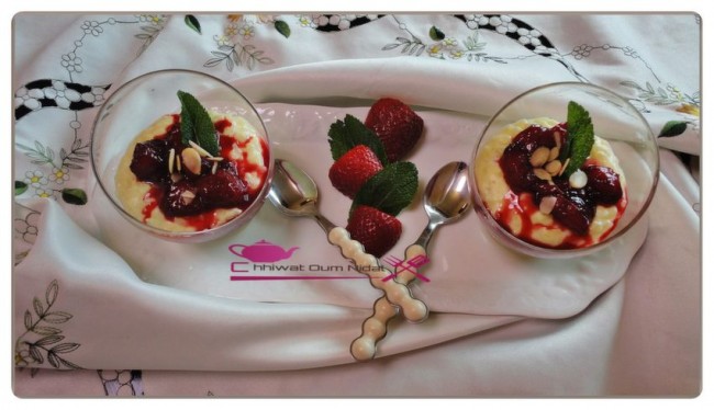 dessert riz et fraise, chhiwate, cuisine, cuisine marocaine, cuisine oum nidal, cuisineoumnidal, dessert, facile, compote fraise, flan riz, fruits rouge, gateau, oum nidal, recette, sucree, أطباق حلوة, أم نضال, ام نضال, حلوى, حلويات, ديسير, سهلة, شهيوات, شهيوات مغربية, حلويات, محلى الروز والفراولة, فلان بالمحلى الارز و الفريز, فلان الروز, فواكه, كاطو, محليات, مطبخ أم نضال, وصفات, وصفة