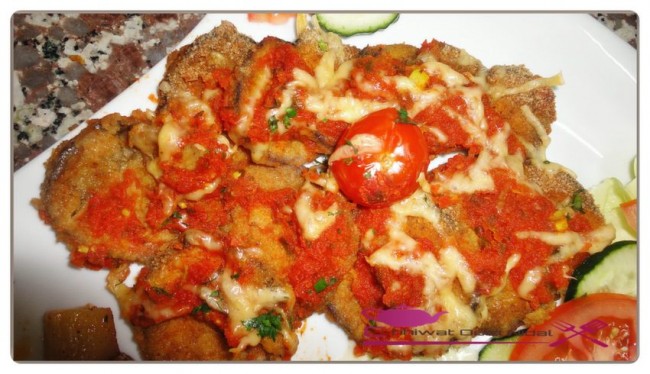 gratin aubergine au sauce tomate, gratin aubergine, chhiwate, cuisine, cuisine oum nidal, cuisineoumnidal, oum nidal, recette, entré, salade, أم نضال, ام نضال, كراتان الباذنجان, سلطة, كراتان الباذنجان بصلصة الطماطم, شهيوات, شهيوات مغربية, وصفات كراتان, كراتان الدنجال, مطبخ, مطبخ أم نضال, مقبلات, وصفة