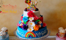 كاطو عيد الميلاد طبقات مزين بعجين السكر/thème printemps/cake design